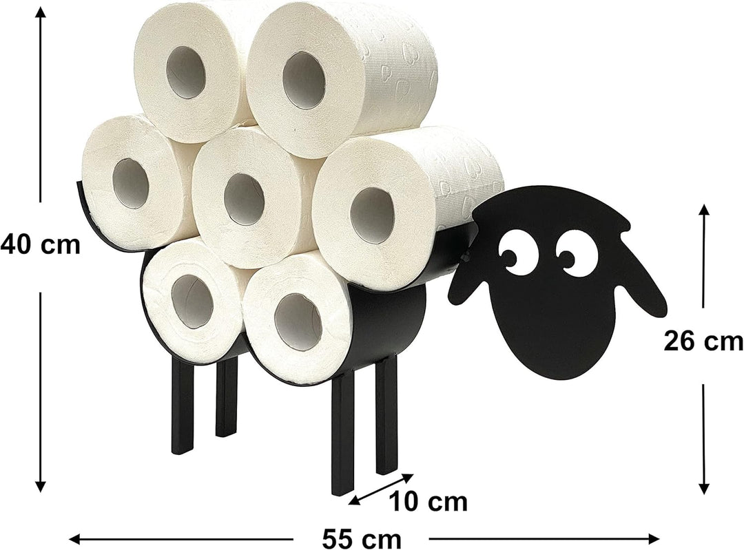 DanDiBo Toilettenpapierhalter Schwarz Metall Schaf 3.0 WC Rollenhalter Klopapierhalter Freistehend W