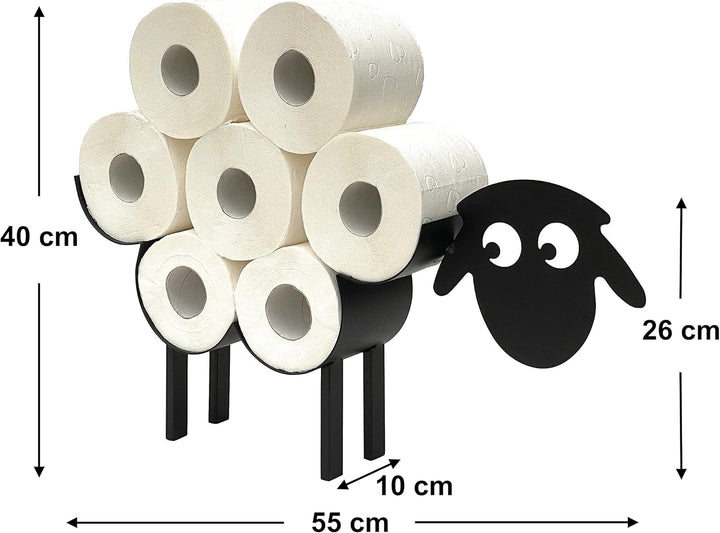 DanDiBo Toilettenpapierhalter Schwarz Metall Schaf 3.0 WC Rollenhalter Klopapierhalter Freistehend W