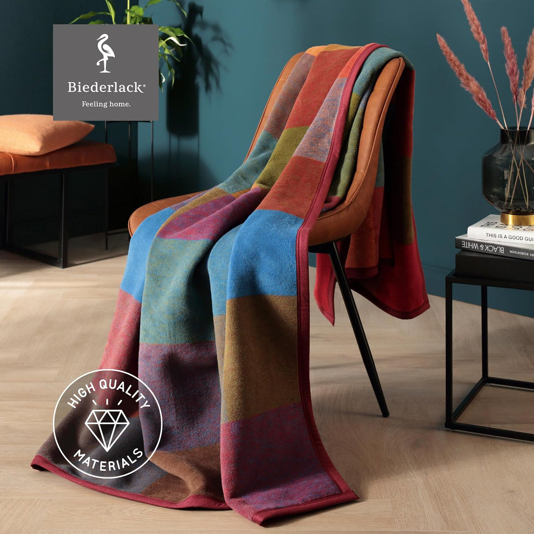 Biederlack Kuscheldecke bunt, Sofadecke 100% Baumwolle, 150 x 200 cm