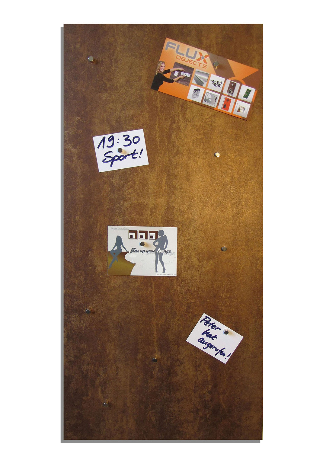 Magnet-Pinnwand in Rost-Optik, Memoboard, Magnettafel, magnetisch; inkl. 10 Haft-Magnete und einer G