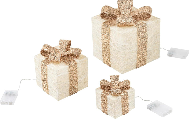 Bambelaa! 3er Led Deko Geschenke Leucht Boxen Timer Weihnachts Dekoration Weihnachtsdeko Beleuchtet