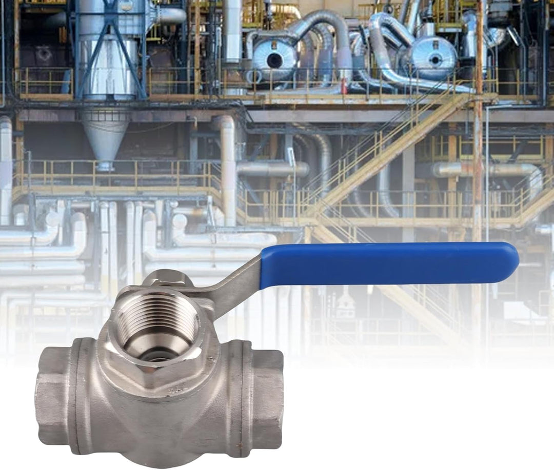 TOPINCN 3-Wege Kugelhahn Edelstahl SUS304 Rohr Dreiwege T-Typ Ventil Innengewinde 3/4 "DN20 Mit Verr