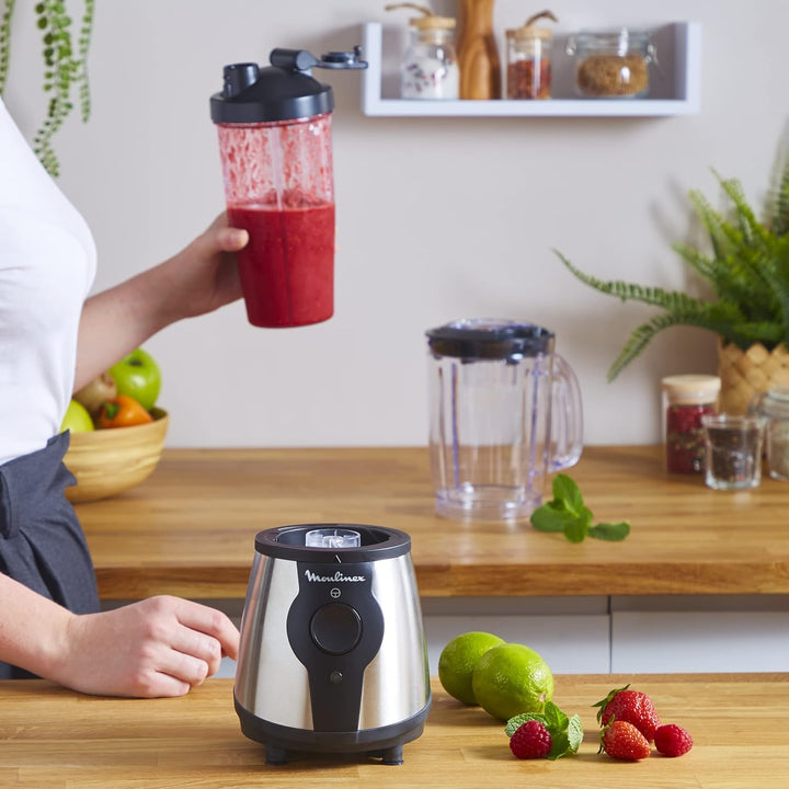 Moulinex Blend&Go LM1B1D 300W Mixer, Smoothie-Mixer mit 750 ml Kunststoffkrug, inklusive 750 ml trag