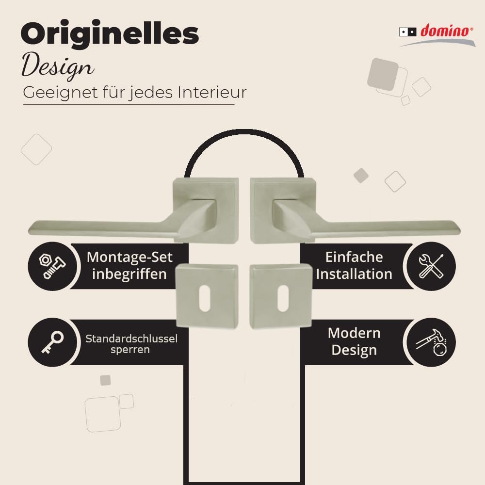 domino Türgriff ELIZA-QR M9 BB-Buntbart Drückergarnitur für Zimmertüren Türdrücker-Set Rosetten-Garn