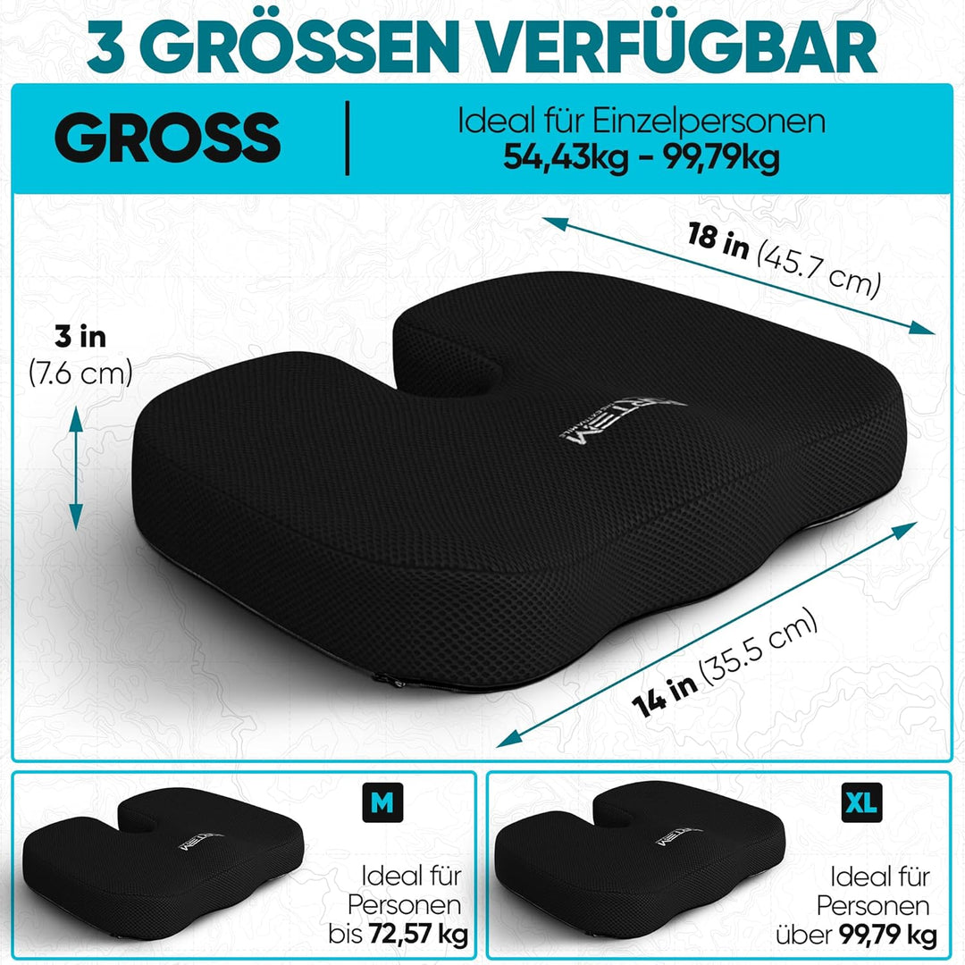 FORTEM Sitzkissen Orthopädisch für Bürostuhl - Sitzkissen Auto und Schreibtischstuhl Steissbeinkisse