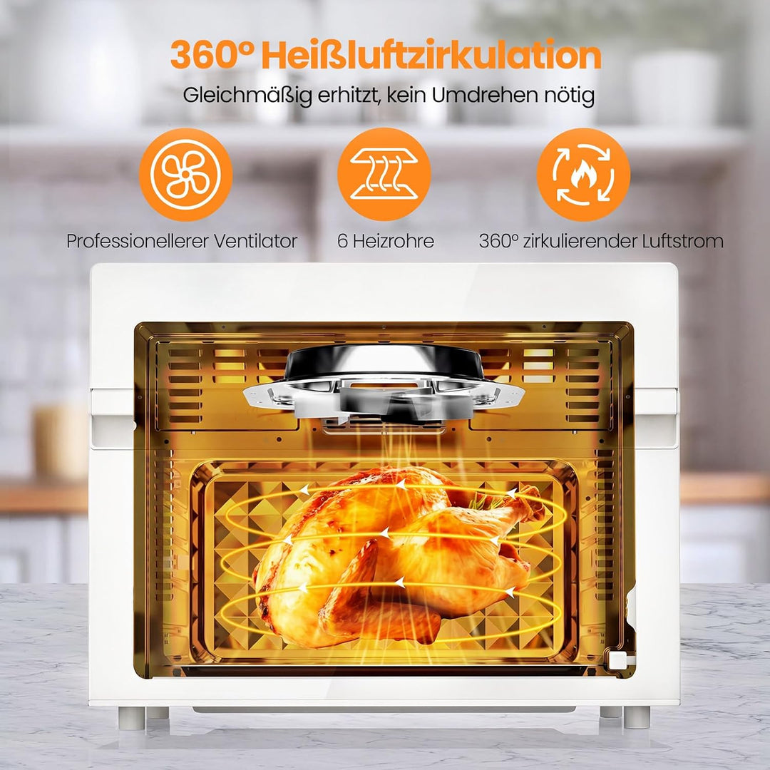 LLIVEKIT 30L Heissluftfritteuse XXL, Minibackofen Umluft mit 20 Programme | 9 Zubehör, Mini Backofen