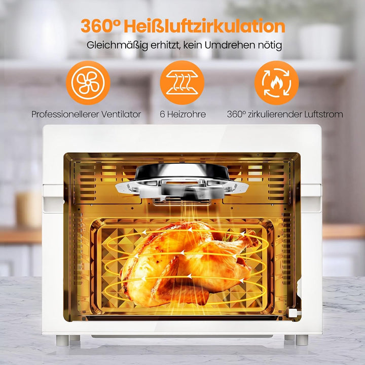 LLIVEKIT 30L Heissluftfritteuse XXL, Minibackofen Umluft mit 20 Programme | 9 Zubehör, Mini Backofen