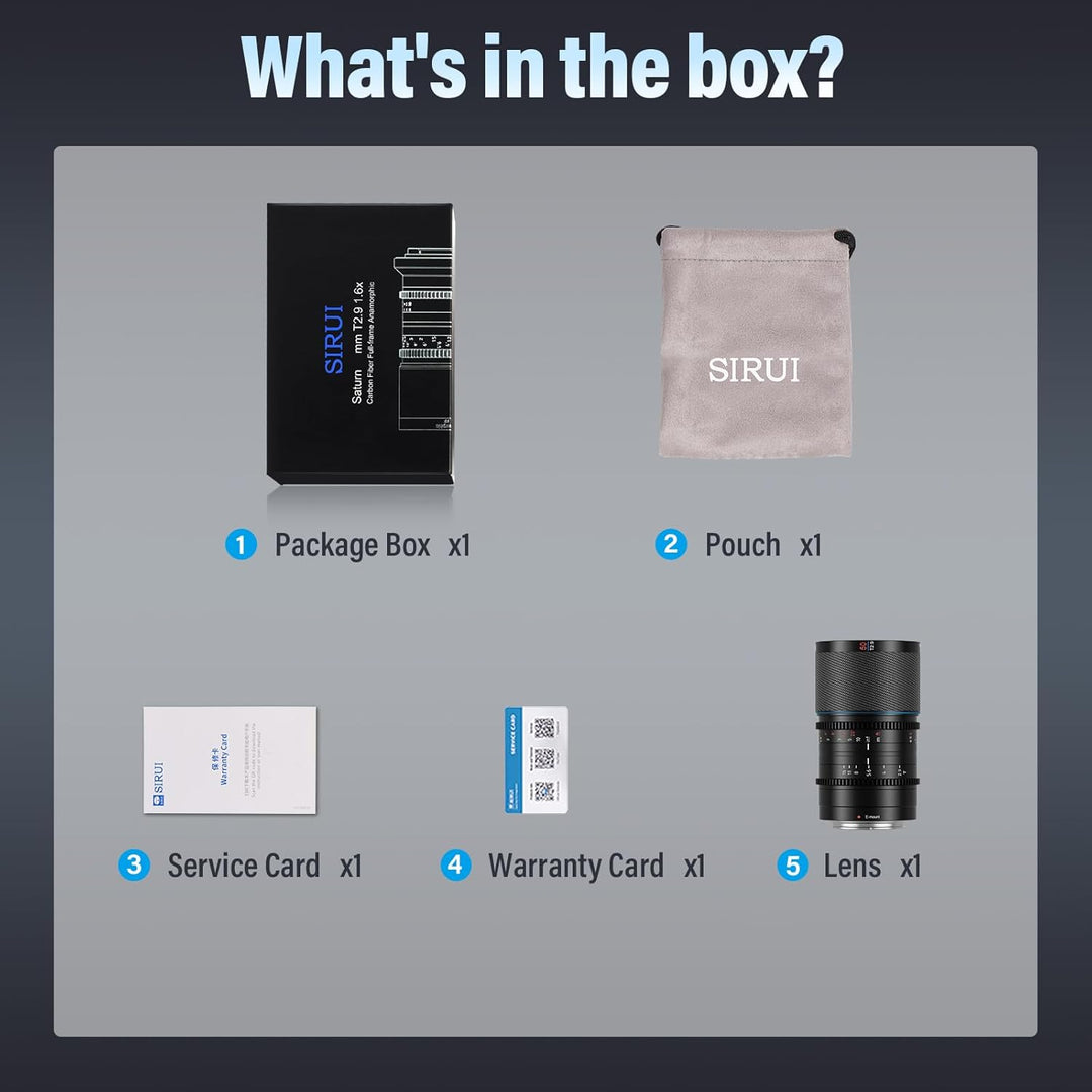 SIRUI Saturn 50 mm T2.9 1.6X Vollformat Kohlefaser anamorphe Linse, Cine Objektiv weniger als 500 g