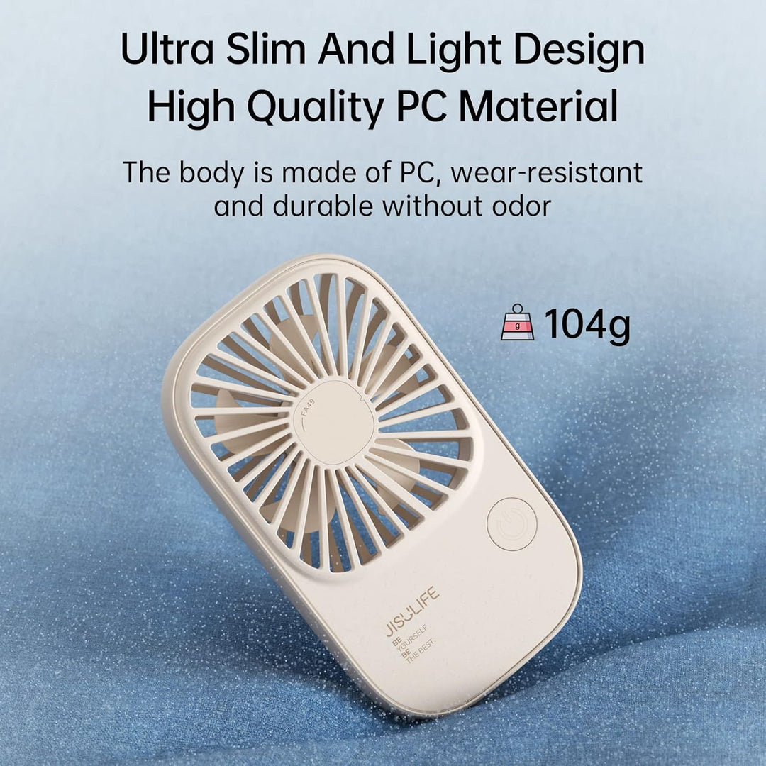 JISULIFE Handventilator, Mini Ventilator, Kleiner Tragbarer mit Halterung, Wiederaufladbarer USB Wim