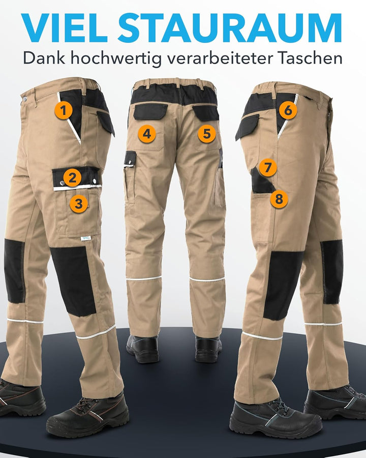 TMG® Lange Arbeitshose für Herren, mit Kniepolstertaschen, viel Stauraum, in Übergrössen erhältlich
