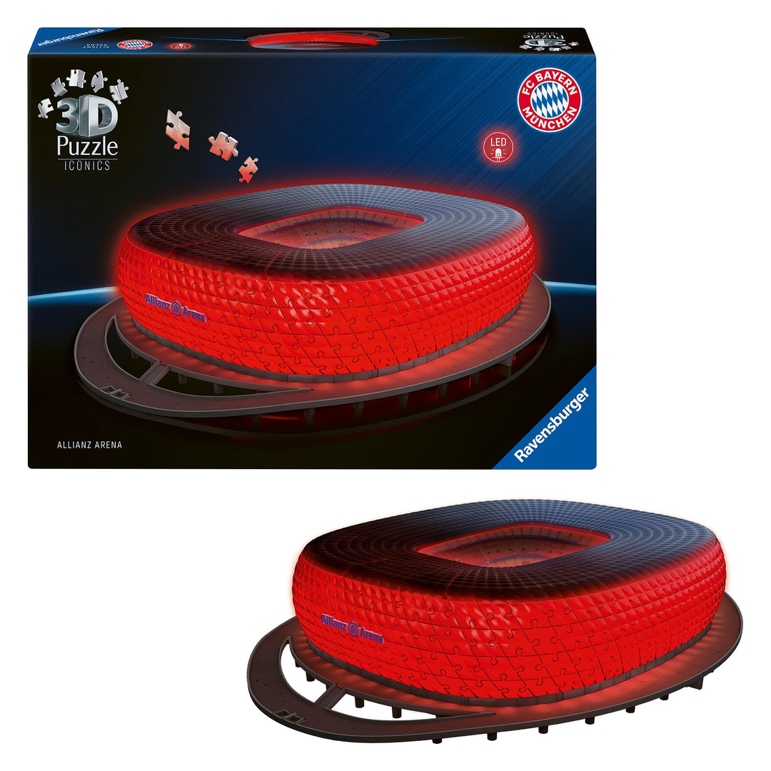 Ravensburger 3D Puzzle Iconics: 12008033 Allianz Arena - mit Licht - Das berühmte Stadion des FC Bay