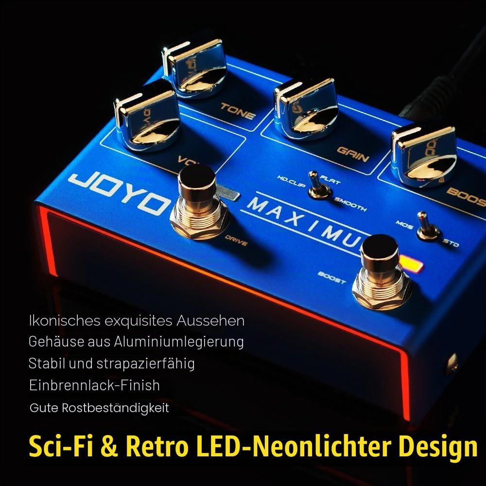 JOYO Overdrive Pedals R-Serie Zweikanal-Pedal, sauberer und wilder Overdrive-Effekt für E-Gitarre (m