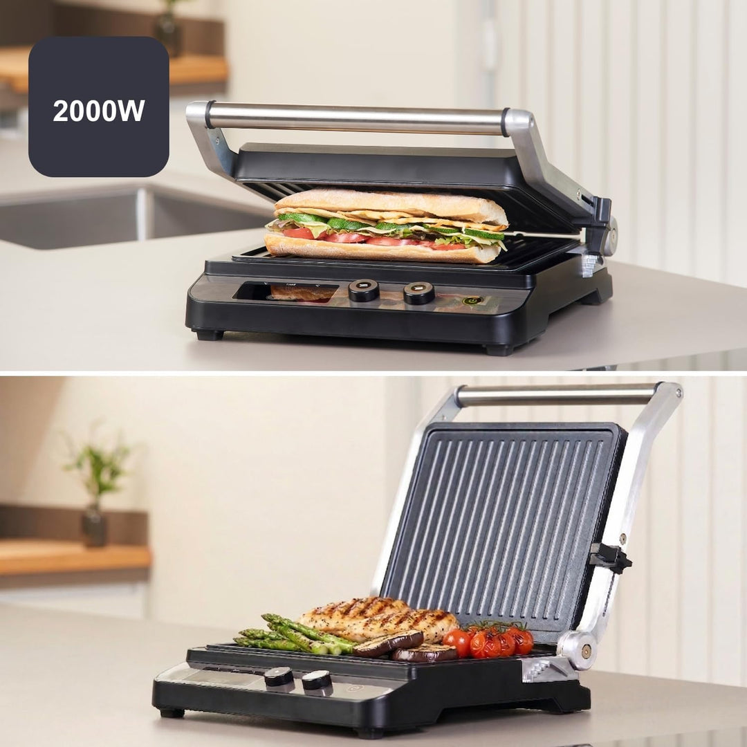 Black+Decker BXGR2000E - Kontaktgrill 2.000W 2-in-1: glatte Platten und Grill, Zubreiten von Fleisch