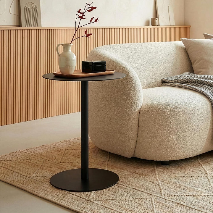 [en.casa] Beistelltisch Nastätten Gartentisch Couchtisch mit Metallgestell rund Sofatisch modernes D