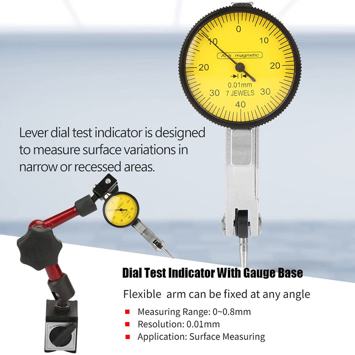 0~0,8 mm Flexibler starker magnetischer Standfuss Basis Halter + Hebelmessuhr Gauge (0,01 mm Auflösu
