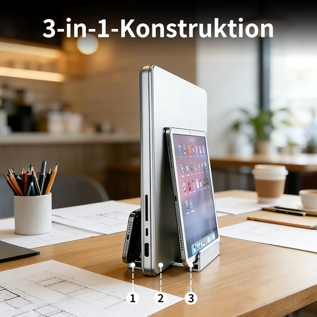 Laptop Ständer Vertikal - Moderner Stil, Einfache Bedienung & Stabiler Halt für Homeoffice/Reise - K