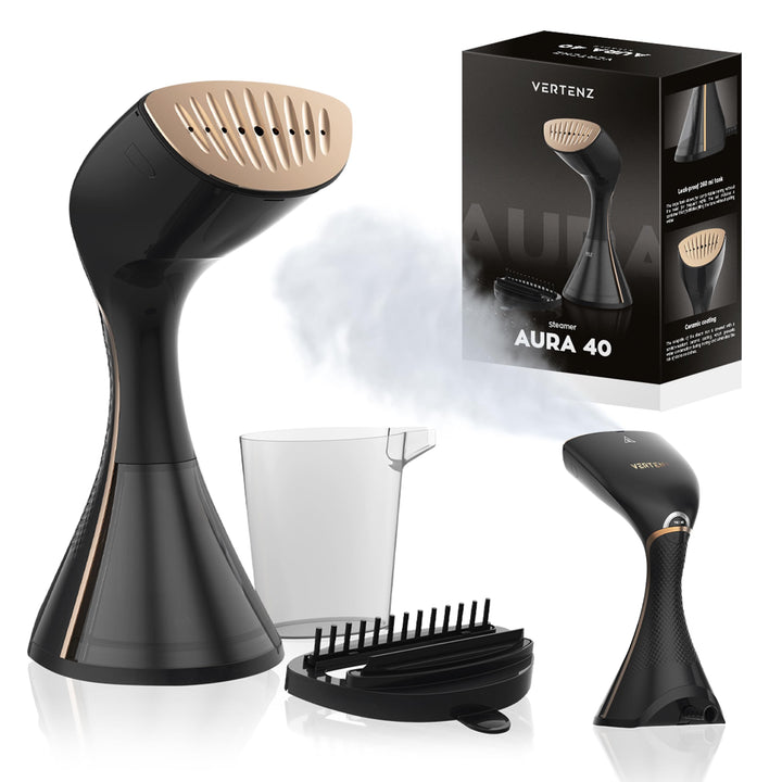 Aura 40 Handdampfbürste Steamer | Dampfglätter Reise & Reisebügeleisen Dampf | 1350–1650 W | 27 g/mi