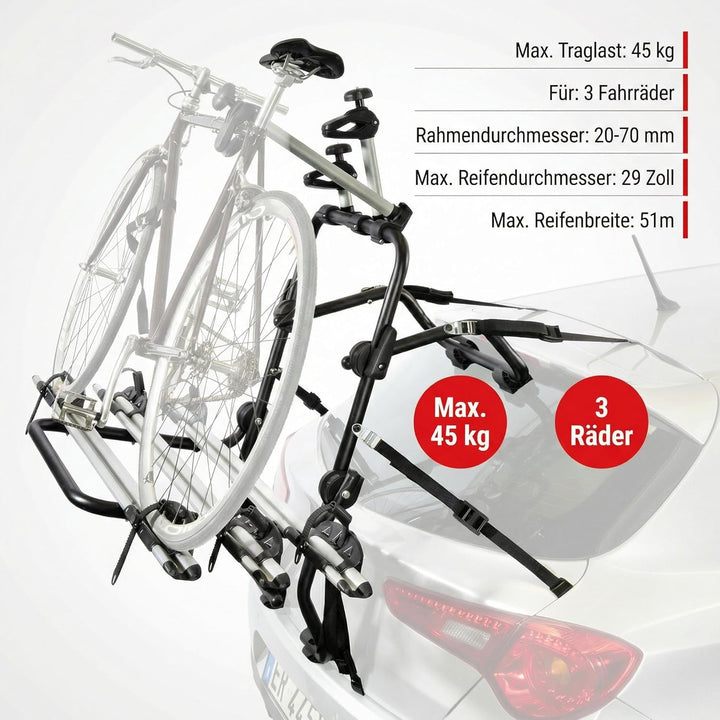 Fahrrad Heckträger - Fahrradträger Heckklappe - VDP Steelbike 3 - universal Auto Fahrradträger - Hec