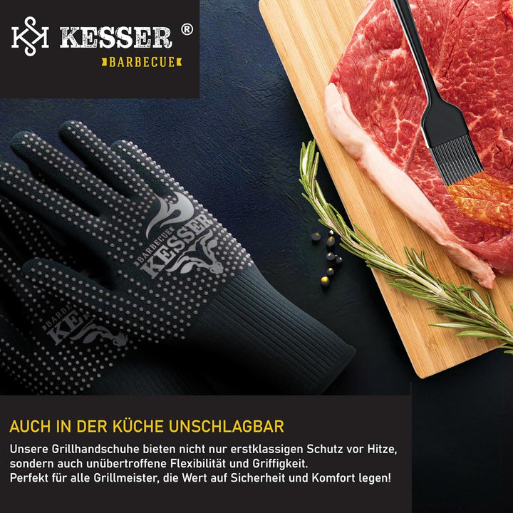 KESSER® Grillhandschuhe hitzebeständig bis 500° XXL | Ofenhandschuhe Atmungsaktiv & mit rutschfestem