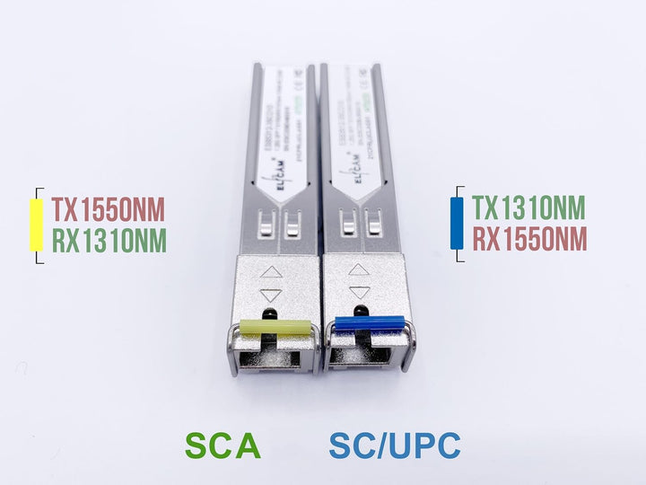 Elfcam® – 2 Stück Modul SFP 1,25G, Anschluss mit Glasfaserkabel Singlemode SC, 1000Base-BX TX 1310nm