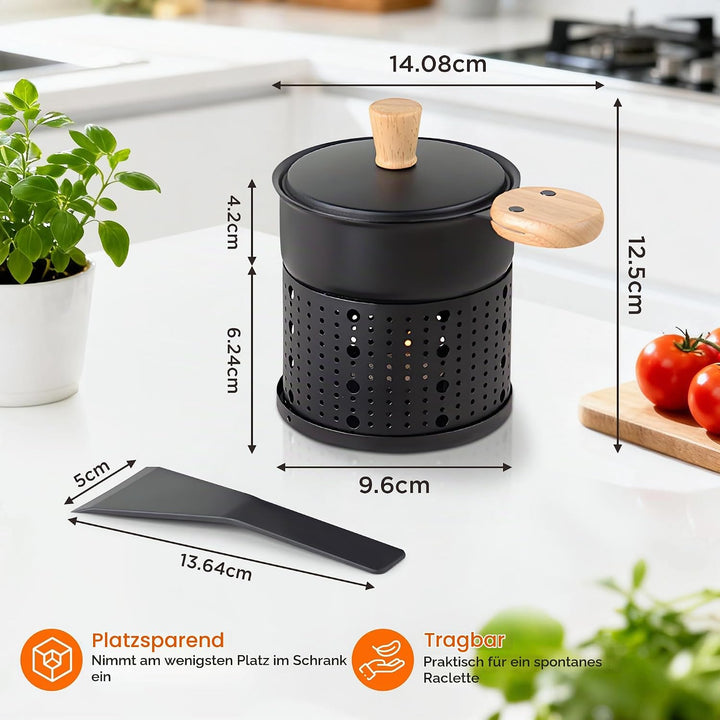 4 Stück Mini Raclette Grill Set, Teelicht Raclette antihaftbeschicht, Raclette Teelichtofen, Antihaf