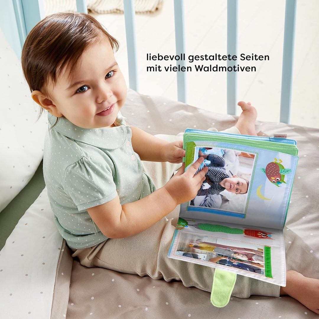 HABA Baby-Fotoalbum Waldfreunde – Stoff-Fotobuch mit Einstecktaschen für Fotos – Für Babys ab 6 Mona