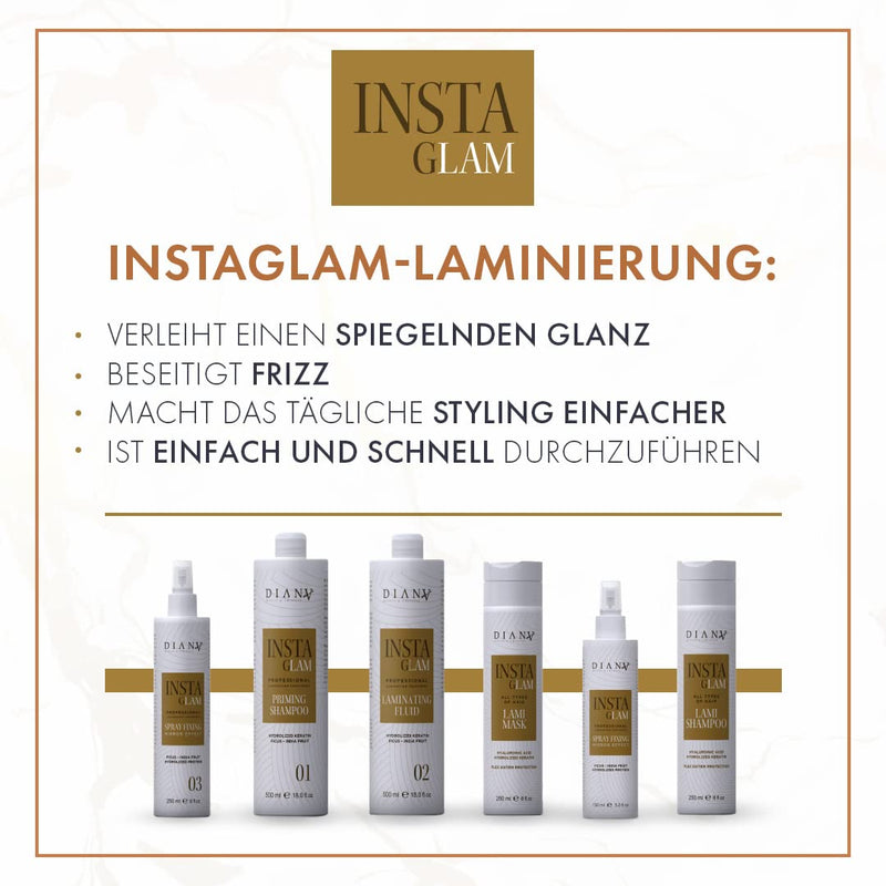 DIANA BEAUTY CREATIVE - Set INSTAGLAM für die Haar-Laminierung I Priming Shampoo I Laminierfluid I F