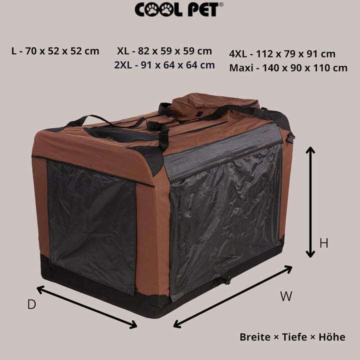 Transportbox 91 * 64 * 64cm 2XL, Hundetransportbox, Faltbare Hundetasche, Autobox, Box für Hund und