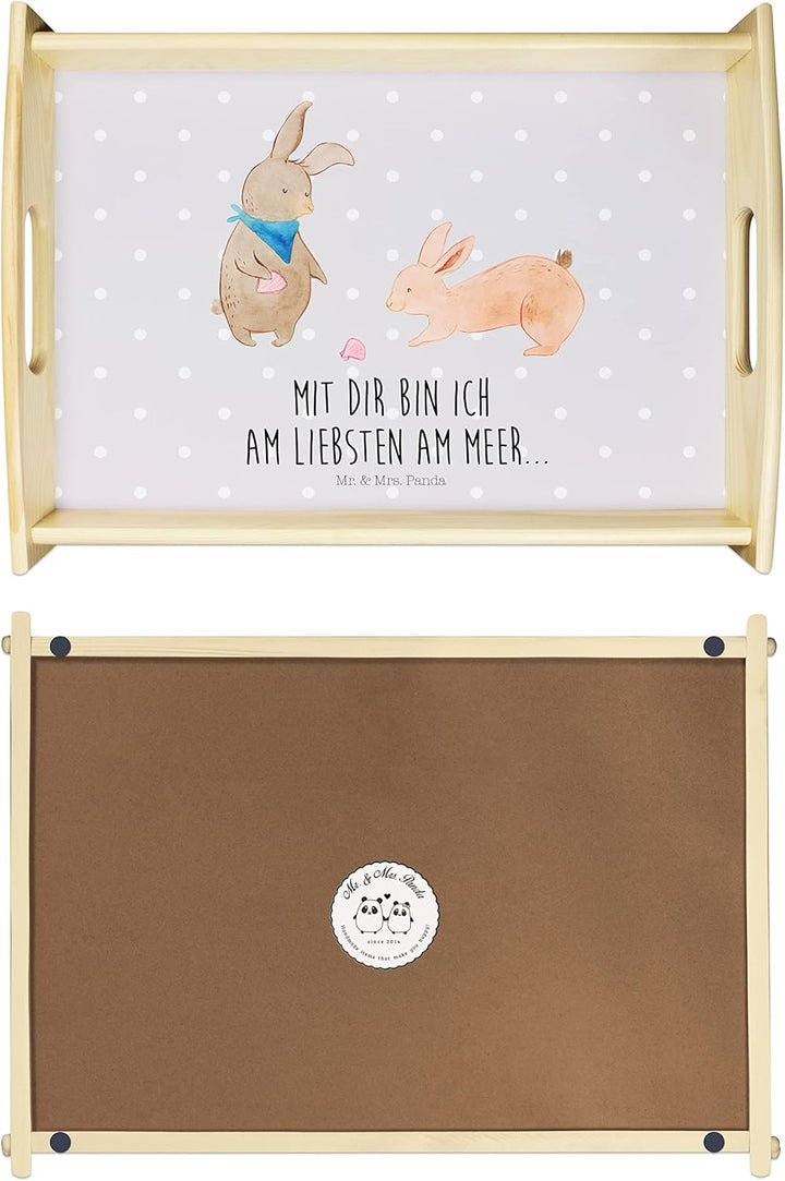 Mr. & Mrs. Panda serviertablett aus Holz Hasen Muschel - Geschenk, Holztablett, Best Friends, Musche