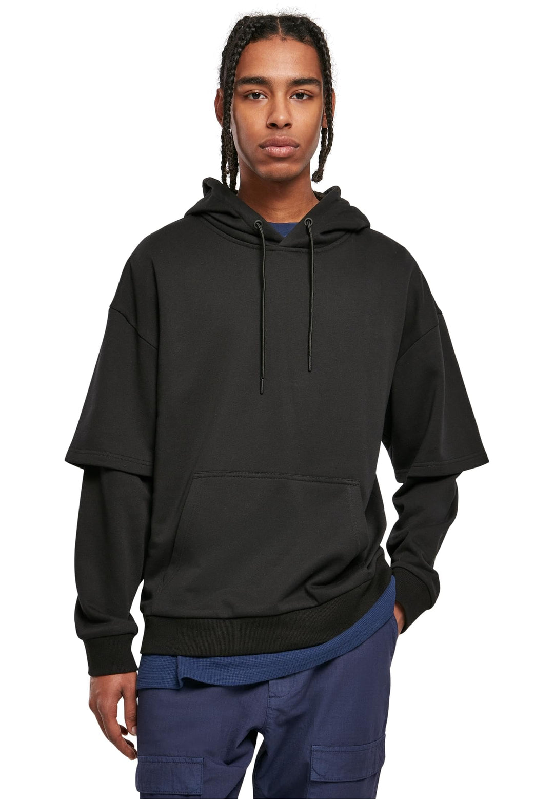 Urban Classics Herren Oversized Doublesleeve Hoody M Schwarz, M Schwarz