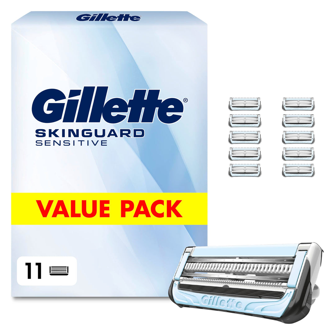 Gillette SkinGuard Sensitive Rasierklingen, 11 Ersatzklingen für Nassrasierer Herren, verbesserter G