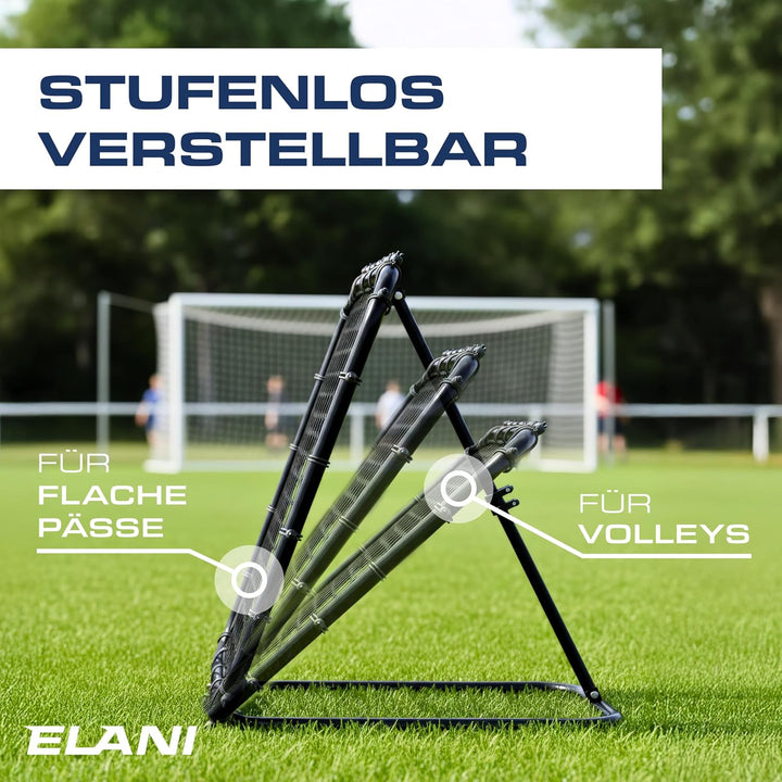 ELANI - Rebounder für Fussball 1x1m mit Schutzrand &amp; 6 Heringen für sicheren Stand - Fussball Reboun
