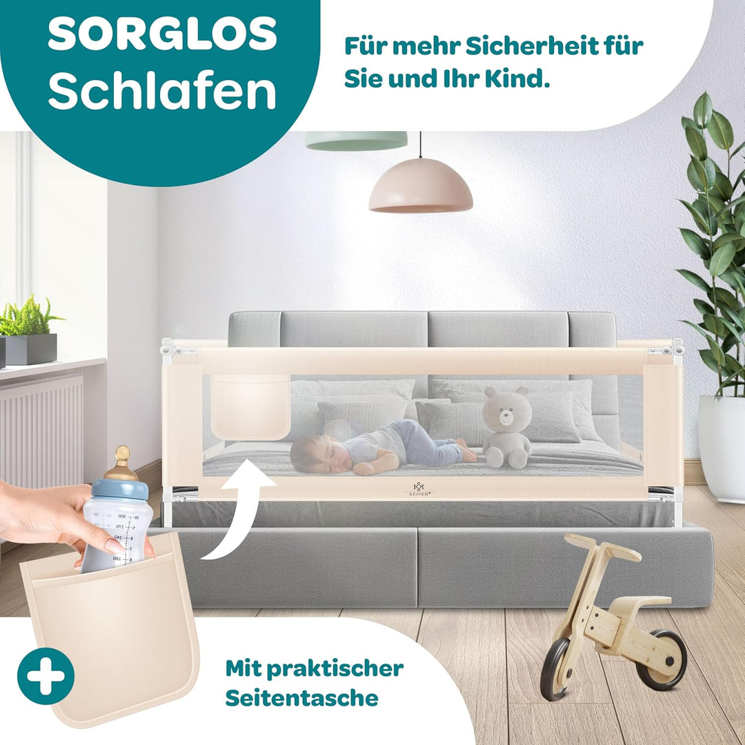 KESSER® Bettgitter 150cm Bettschutzgitter Kinderbettgitter für Kinder Babybettgitter Klappbar, Kinde