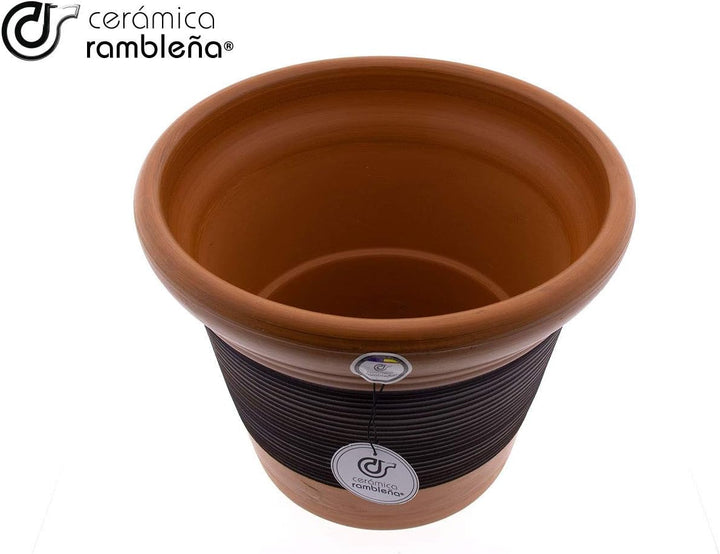 CERÁMICA RAMBLEÑA | Grosser Topf | Origineller Topf | Topf für draussen | Roter Tontopf Rambleña - M