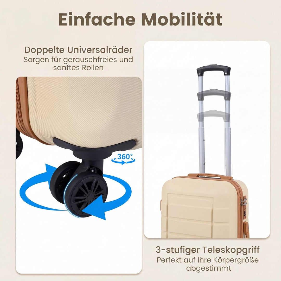 COSTWAY Kofferset 5 teilig Hartschale, Koffer Set mit1Reisetasche & 1 Kulturbeutel, Reisekoffer mit