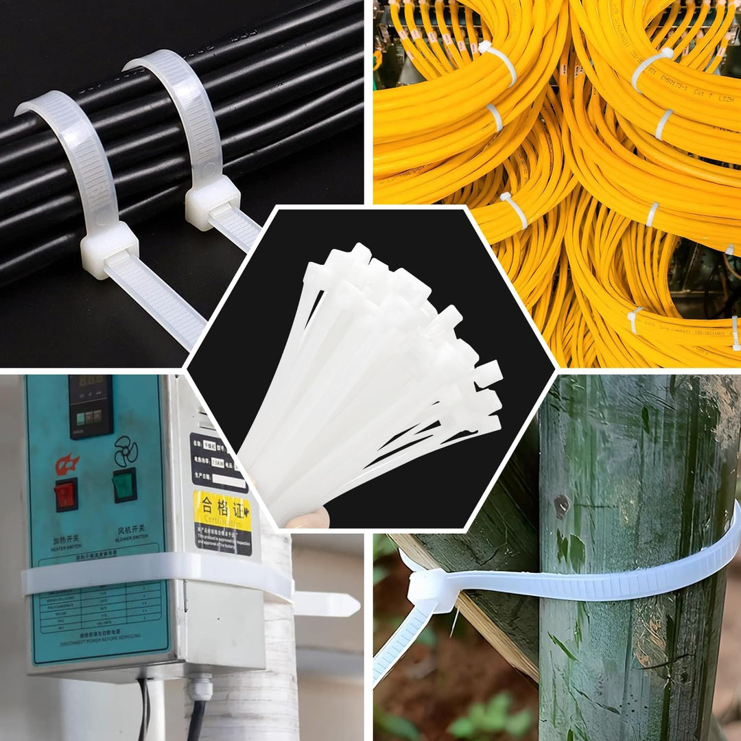 Kabelbinder Weiss Extra Lang 100 Stück 650 × 8.8mm Breit Cable Ties mit 70 kg Zugfestigkeit Kann im