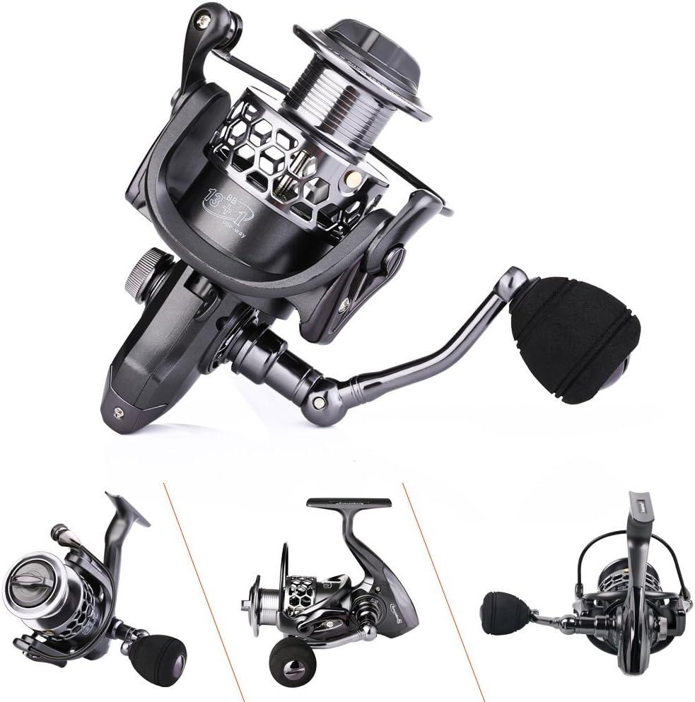 Sougayilang Angelrolle 13 + 1BB Leichtgewichtig, ultraglatt, Aluminium, drehbar, mit gratis Ersatz-G