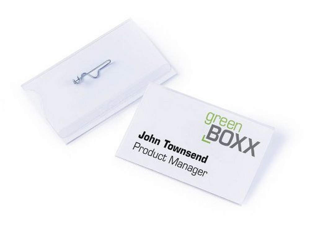 Durable Namensschild mit Nadel, 54 x 90 mm, transparent, Packung à 50 Stück, 800419 54 x 90 mm Welle