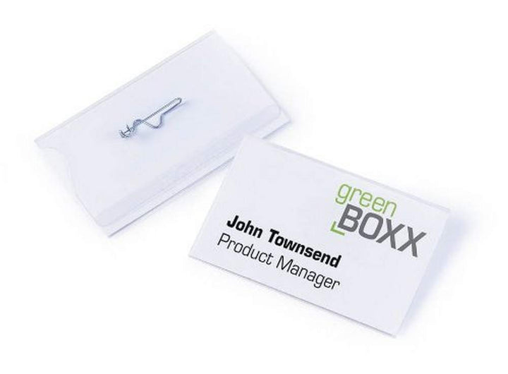 Durable Namensschild mit Nadel, 54 x 90 mm, transparent, Packung à 50 Stück, 800419 54 x 90 mm Welle