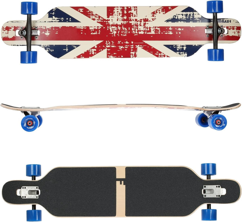 FunTomia Longboard mit 3 Flex Stufen Drop Through Cruiser Komplettboard Mach1 Speed Kugellager T-Too