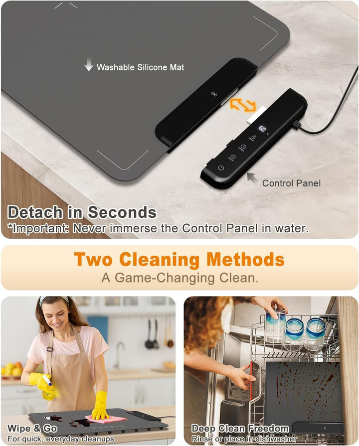 2PCS Food Warming Mat ZAPLIT Elektrische Warmhalteplatte aus Silikon für Speisen | 6 Temperaturstufe