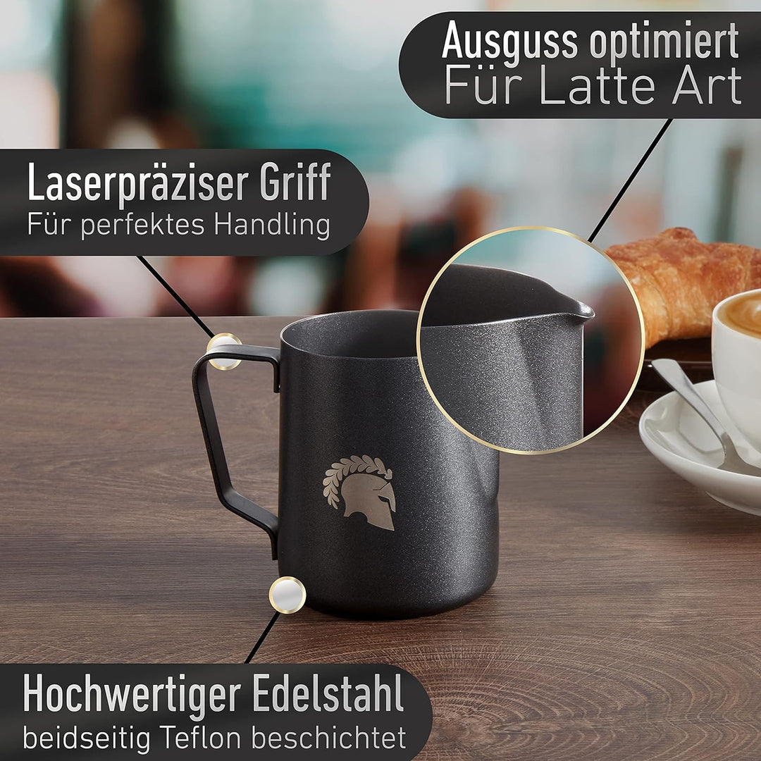 Barista Legends® Milchkännchen Schwarz Spar Set [100ml + 350ml + 600ml] - Milchschaumkännchen Teflon
