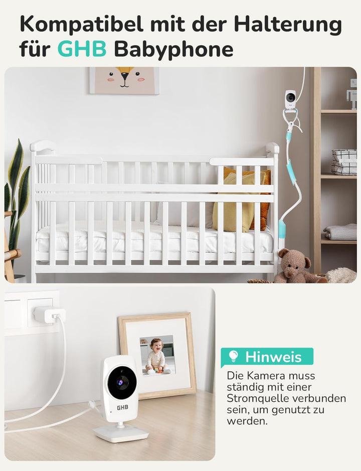 GHB Babyphone mit Kamera Baby Monitor 3,2 Zoll LCD 2100 mAh Akku 2X Zoom Temperatursensor Nachtsicht