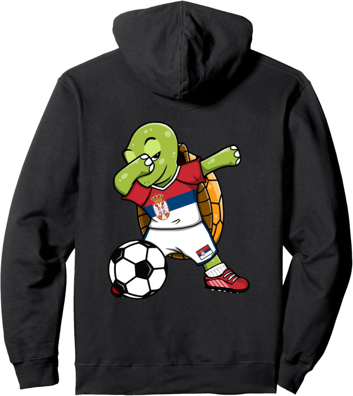 Dab Schildkröte Serbien Fussball Mannschaft Serbische Flagge Pullover Hoodie