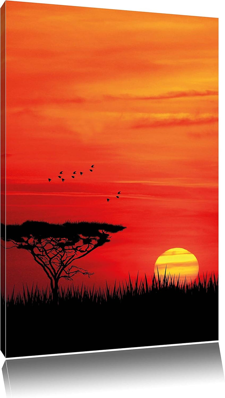 Roter Sonnenuntergang in Afrika, Format: 100x70 auf Leinwand, 100x70