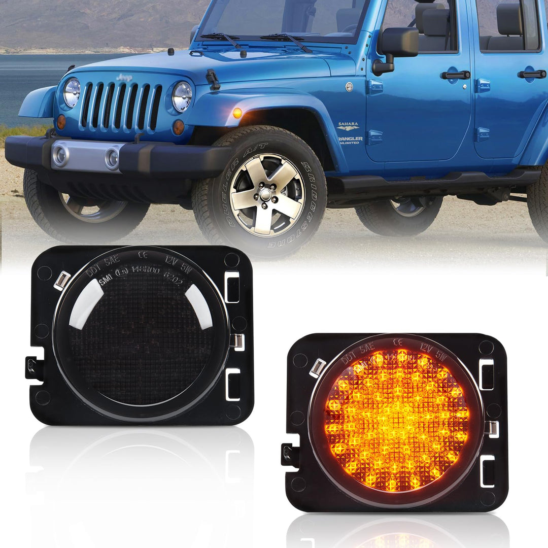 LED Blinker Seitenblinker für Jeep Wrangler JK 2007-2015, Blinker mit Canbus Fehlerfrei,Schwarz, Wra