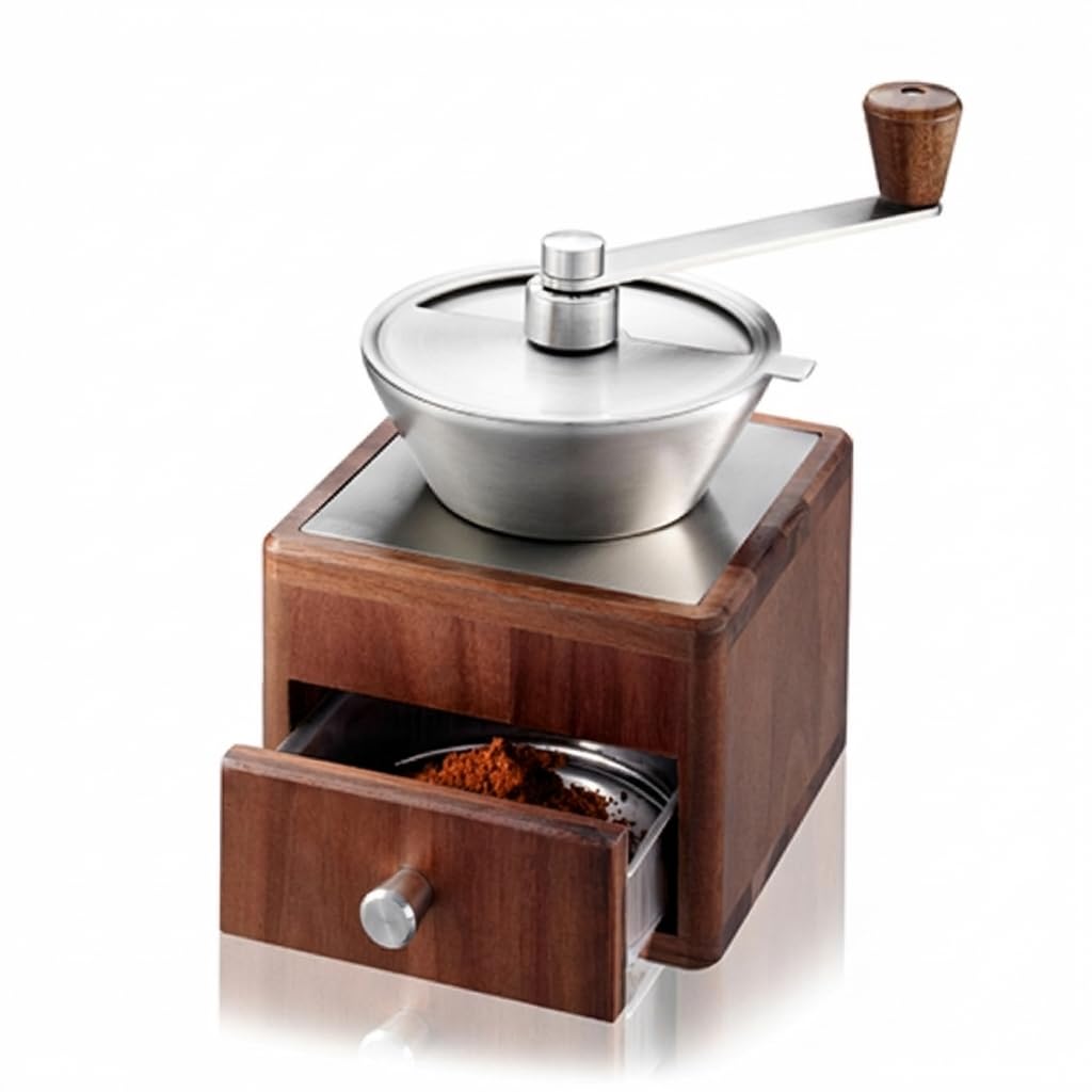 GEFU Kaffeemühle GIRO, 11-stufiges Keramikmahlwerk mit Skala, Bohnenbehälter 50 g, Schublade bis 7 T
