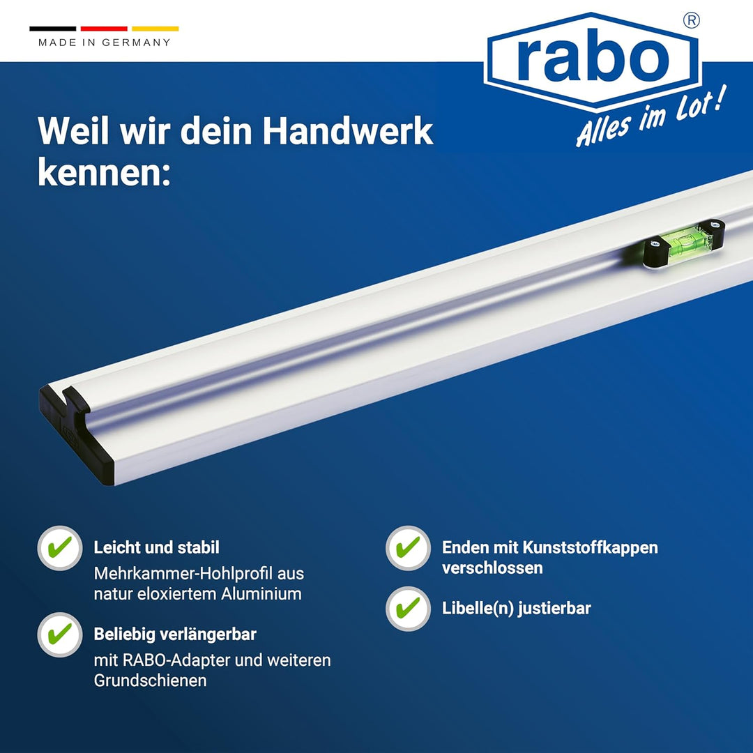 rabo Grundschienensatz (2 Stück), Griffmulde zum optimalen Verlegen, Länge 100cm Grundschienen 100cm