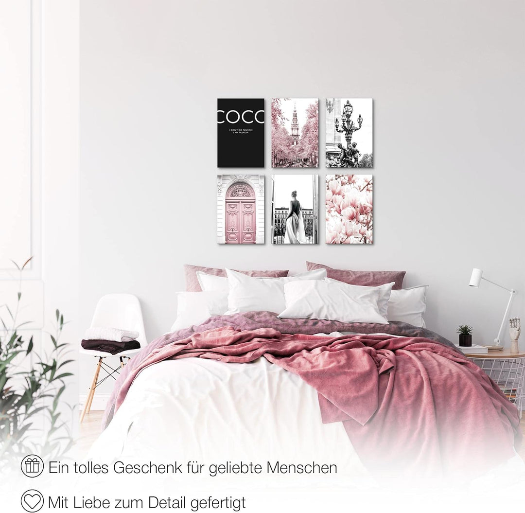 Novart Wandbilder Set - KOMPLETT AUFHÄNGFERTIG - Made in Germany - Moderne Bilder Fashion Wohnzimmer