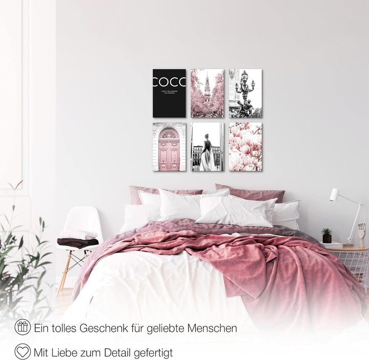 Novart Wandbilder Set - KOMPLETT AUFHÄNGFERTIG - Made in Germany - Moderne Bilder Fashion Wohnzimmer